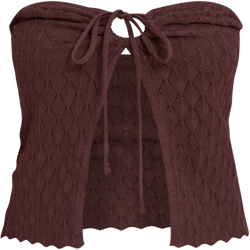 Chocolate Textured Crochet Knit Bandeau Open Top