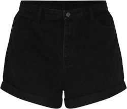 Plus Washed Black Turn Up Hem Mom Short