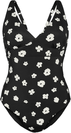 KNIX Leakproof Plunge One Piece Period Swimsuit, UPF 50+, Deep V Neck, Removable Cups, Machine Washable 3X-Large Daisy