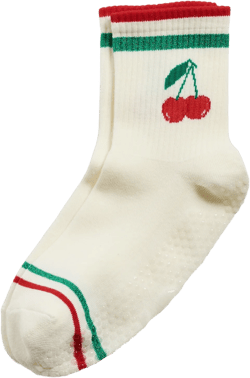 Cherry Grip Striped Crew Socks