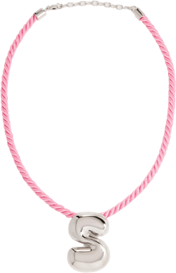Cloud Letter Necklace On Pink Cord