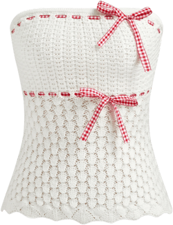 Knitted Contrasting Binding Bowknot Bandeau Top