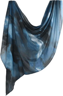 Women Hijab Watercolour Floral Printed Breathable Light Weight Soft Rayon Viscose Woven Muslim Women Shawl Hijab Scarf Navy Blue