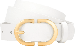 XZQTIVE Women’s Leather Belts for Jeans Pants Dresses Fashion Ladies Black Belt with Gold Buckle Small: fits waist from 25"-30" White