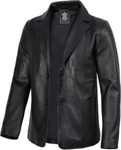 fjackets Men's Real Lambskin Leather Blazer Jacket – Stylish Leather Jackets Mens, Ideal for Business, Casual & Formal Events XX-Large Surrey Black - Men Leather Blazer