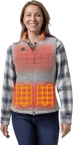ORORO Women's Lightweight Heated Sweater Fleece Vest with 4 Heat Zones, Heated Recycled Fleece Vest (Charger Not Included) Small Flecking Grey