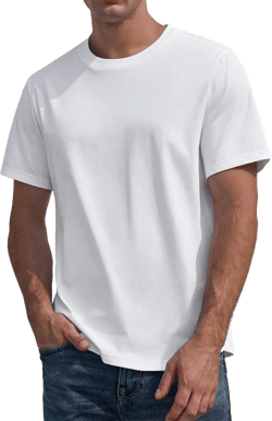 Fioboc Men's Ultra Soft Cotton T-Shirts Curve Hem Lightweight Cooling Short Sleeve Basic Casual Classic Tee Shirt for Men