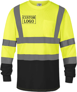 Custom Long Sleeve Shirt for Men High Visibility Safety Tshirt Customized Reflective Uniform Yellow/Orange Large Black