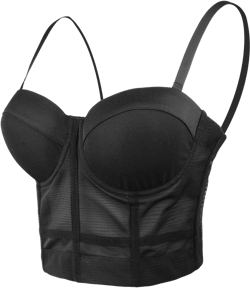 ELLACCI Women's Mesh Bustier Crop Top Push Up Corset Tops Bra Black