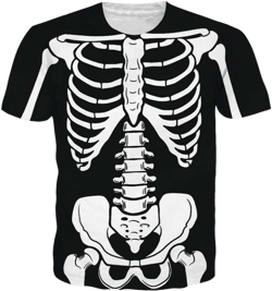 3D Novelty Adult O-Neck Short Sleeve Graphic Funny Tee Shirt Top Large Hallowblack