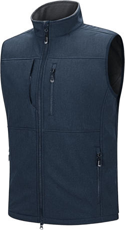 33,000ft Men's Lightweight Softshell Vest Outerwear Zip Up Fleece Lined Windproof Sleeveless Jacket for Golf Running Hiking Small Midnight Blue Heather