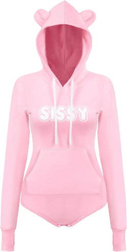 Littleforbig Cotton Romper Onesie Pajamas Hoodie Bodysuit - Cozy Sissy Bear Hoodie Sweatshirt Onesie Pink X-Large