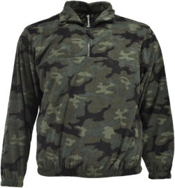 Burnside Men's Pullover Polar Fleece Jacket | Green Camouflage Small