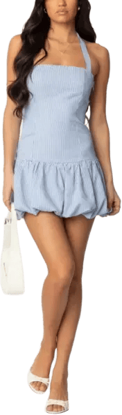 Edikted Pinstripe Bubble Skirt Mini Dress