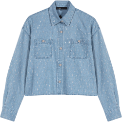 Short rhinestone denim shirt