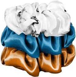 ZEDY 100% Mulberry Silk Scrunchies for Hair, Softer Than Satin Scrunchies for Hair Silk Scrunchies for Girls & Stylish Silk Hair Ties for Women, 3 Pack (Peacock Blue, Marbling, Coffee Brown)