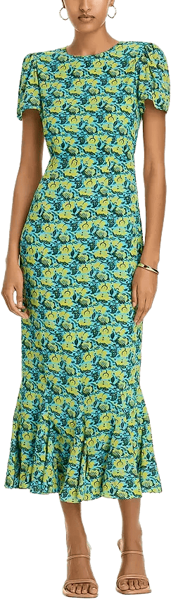 RHODE Lulani Floral Print Midi Dress