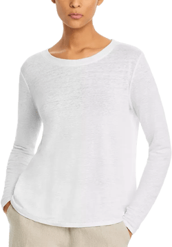 Eileen Fisher  Linen Crewneck Long Sleeve Tee