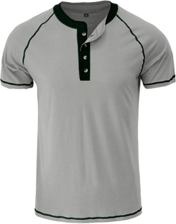Mens Henley Shirts Long Sleeve Casual Button T-Shirts Cotton Basic Tee Shirts Slim Fit Raglan Sleeve Vintage T Shirts X-Large Short Gray