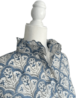 BUNDLE DEAL ~ Women's Casual Cotton Work Wear - Set of 2 Block Print Floral Cotton Blouse Duo - Boho Chic Wardrobe XS-3X