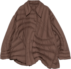 asymmetrical curved puffer jacket