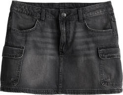 Denim Cargo Mini Skirt