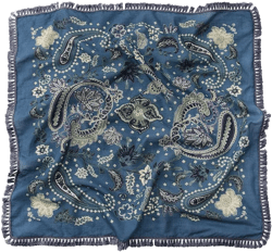PRINTED SCARF WITH POMPOMS