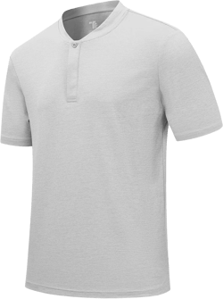 Rdruko Men's Golf Shirts Collarless Henley Dry Fit Athletic Casual Performance Blade Lightweight Polo T Shirts Medium Light Gray