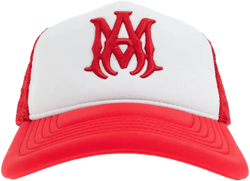 logo-embroidered mesh trucker cap
