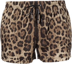 leopard-print swim shorts