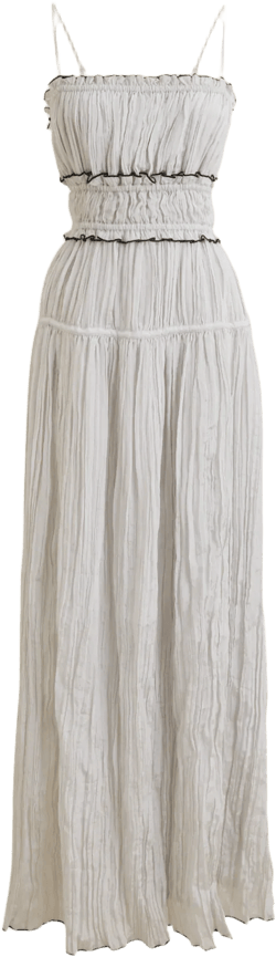 Crinkled ruffle-trim dress - LIGHT GREY