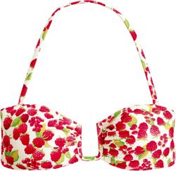 Mira bandeau bikini top in raspberry print