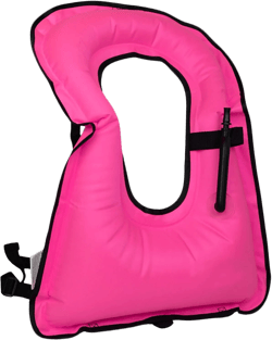 Inflatable Snorkel Vest for Adults Kids Children, Adjustable Light Snorkeling Jackets Safety Vests for Diving, Snorkeling, Swimming, Surfing (Up to 200 lbs Loading) Pink