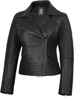 Decrum Womens Leather Jacket – Real Lambskin Asymmetrical Leather Jackets for Women 3X-Large Glgadt - Black Leather Jacket Women
