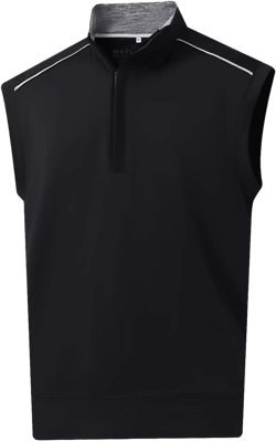 M MAELREG Golf Vests For Men Dry Fit Lightweight Moisture Wicking Performance Sports Breathable Golf 1/4 Zip Pullover Men Black Large