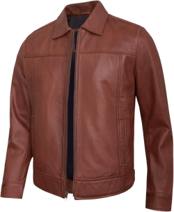Vintage Leather Jacket Mens - Real Lambskin Classic Turn Down Collar Leather Jackets For Men X-Small Brown - Jerrsy Vintag Leather Jacket