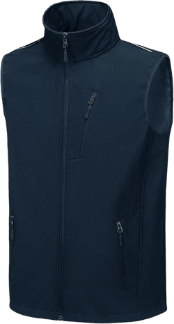 Mens Vests Outerwear Removable Hood Windproof Golf Vests for Men Softshell Sleeveless Jacket with 6 Pockets Navy Medium