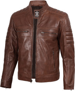 Decrum Leather Jacket Men - Cafe Racer Style Fashion Real Lambskin Leather Jacket For Men X-Small Brown - Astn Leather Jacket