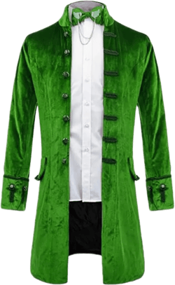 Everbeauty Mens Retro Velvet Victorian Steampunk Long Blazer Jacket Gothic Frock Coat JK003 Small Green