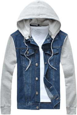 Lavnis Men's Denim Hoodie Jacket Casual Slim Fit Button Down Jeans Coat Large Dark Blue