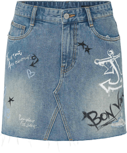 Graffiti Pattern Denim Skirt