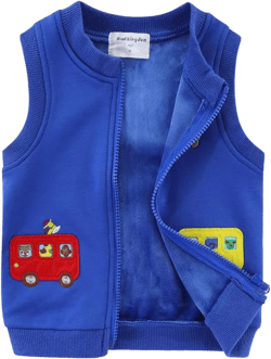 LittleSpring Little Boys Vest Lightweight Cute Sleeveless Jacket Quilted Car Blue 2T