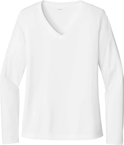 SPORT-TEK Women's Long Sleeve PosiCharge Competitor V-Neck Tee Small White