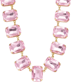 AQUA x Wicked Pink Stone Statement Necklace in 14K Gold Plated, 16"-18" - Exclusive