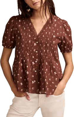 Women's Cotton Short-Sleeve Pintuck Top