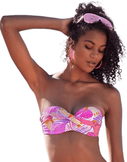 Women's Butterfly Print Bandeau Bikini Swimsuit Top Bra Sizing
