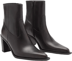 Mango Women's Block Heel Leather Ankle Boots