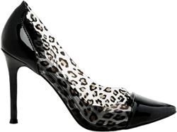 candace clear patent faux leather detail pumps