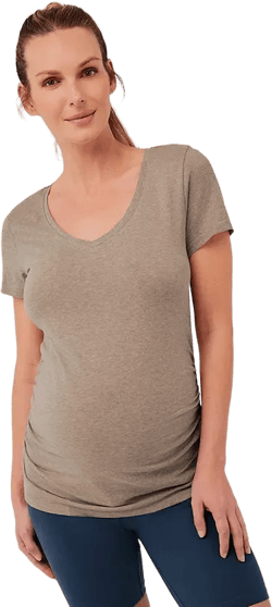 Maternity Organic Cotton Ruched V-Neck Tee