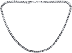 Heavy Duty Biker Jewelry Gold Plated Silver Tone Stainless Steel 6MM Flat Square Wheat Link Foxtail Chain Necklace